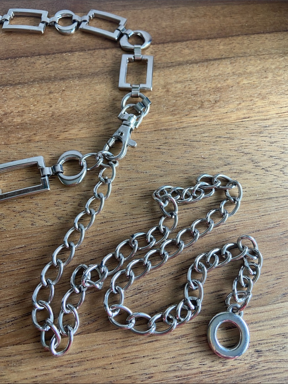 Silver Tone Chain Link Belt Geometric Modern Minimalist Adjustable Y2K - Picture 2 of 5